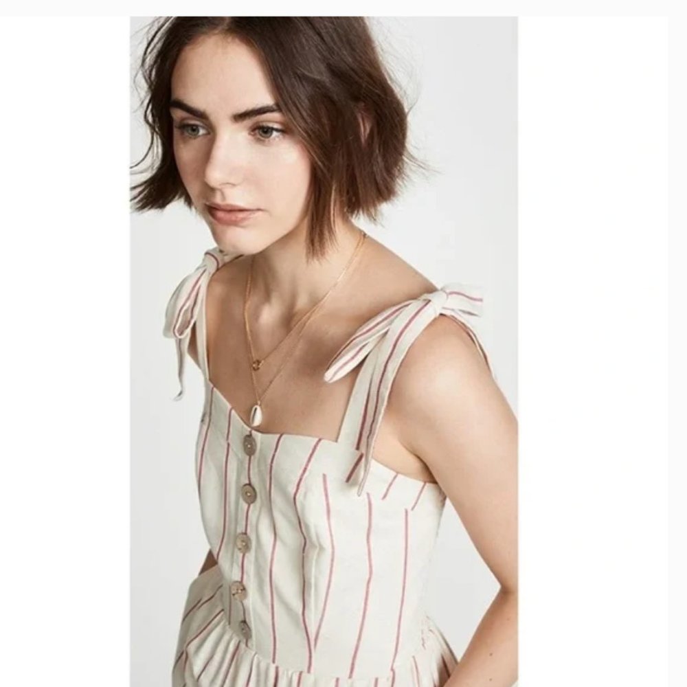 NWOT moon river striped jumpsuit w/tie straps